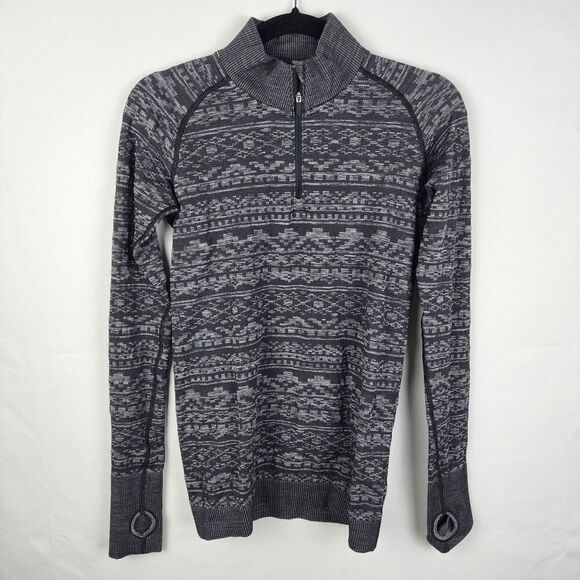 Lululemon Rest Less 1/4 Zip Heathered Black Long Sleeve Pullover Sweater Size 8 - Picture 1 of 6